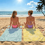 Serviette de plage surdimensionnée à séchage rapide, personnalisée avec motif multicolore et fleur de naissance, avec prénom – Idéal pour les voyages, les anniversaires, les vacances d'été ou comme ca