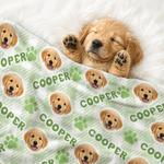 Personalized Pet Face Photo Paw Print Checkered Soft Dotted Backing Pet Blanket with Name Home Decor Pet Party Birthday Gift for Pet Owners Lovers