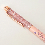 Personalised Birth Flower Book Glitter Dynamic Liquid Sand 2 Pcs Ballpoint Pens with Name Back to School Birthday Gift for Women Students Teachers