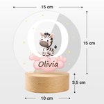 Luz nocturna LED personalizada con nombre y animales nube estrellada luz de 7 colores base de madera regalo de cumpleaños para bebés y niños