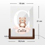 Luz nocturna LED personalizada con nombre y animales nube estrellada luz de 7 colores base de madera regalo de cumpleaños para bebés y niños