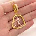 Personalised Running Lady Heart Zircon Necklace with Engraved Name Marathon Birthday Gift for Running Lovers