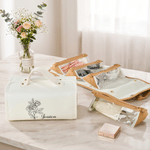 Personalized PU Leather Foldable Travel Makeup Bag with Birth Flower and Name Birthday Gift for Woman