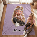 Personalized Y2K Cartoon Character Soft Warm Throw Blanket with Name Home Decor Birthday Holiday Gift for Young Girls Y2K Style Lovers