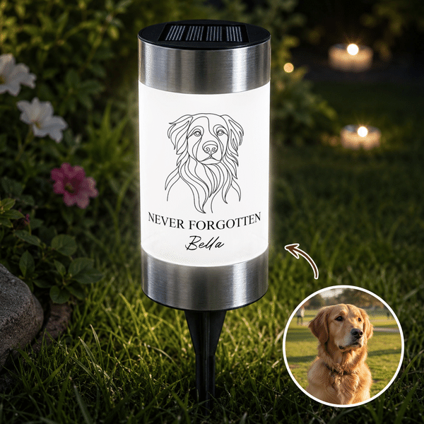 Personalised Line Style Dog Cat Photo Solar Garden Light with Name and Text Garden Decor Memorial Sympathy Loss of Pet Gift for Pet Lovers