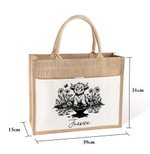 Personalized Highland Cow Sunflower Large Reusable Jute Bag with Name Daily Use Birthday Gift for Friends Family