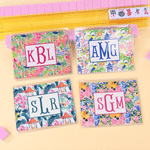 Personalised Tropical Watercolour Flowers Monogram Tri-Folded Card Cover Sticker Set Birthday Mahjong Night Gift for Mahjong Lovers