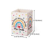 Personalized Rainbow Apple Meaningful Building Blocks Pen Holder with Text Title and Surname Teacher's Day Appreciation Gift for Teacher Educator