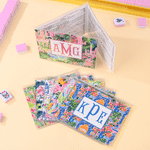 Personalised Tropical Watercolour Flowers Monogram Tri-Folded Card Cover Sticker Set Birthday Mahjong Night Gift for Mahjong Lovers