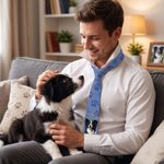 Personalized Heart Paw Print Bone Pet Photo Patch Tie with Name Birthday Anniversary Father's Day Gift for Man Pet Lover