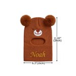 Personalized Cute Bear Ear Soft Knit Baby Mask Beanie Hat with Name Daily Wear Outdoor Activities Birthday Gift for Kids