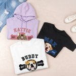 Personalized Multicolor Embroidered Dog Cat Photo T-Shirt Sweatshirt Hoodie with Name and Year Birthday Gift for Pet Lovers