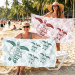 Personalized Multicolour Sea Turtle Lightweight Soft Beach Towel with Name Beach Party Travel Birthday Gift for Woman Family