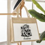 Personalized Highland Cow Sunflower Large Reusable Jute Bag with Name Daily Use Birthday Gift for Friends Family