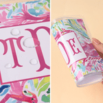 Personalised Tropical Watercolour Flowers Monogram Tri-Folded Card Cover Sticker Set Birthday Mahjong Night Gift for Mahjong Lovers