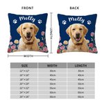 Personalized Pet Photo Birth Flower Paw Print Soft Throw Pillow Cover with Name Home Decor Pet Memorial Birthday Gift for Pet Owner Lover