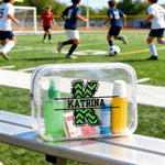 Personalized Soccer Initial Waterproof Clear Makeup Bag Snack Bag with Name Soccer Club Sports Team Party Gift for Soccer Lovers Friends Kids