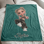 Personalized Y2K Cartoon Character Soft Warm Throw Blanket with Name Home Decor Birthday Holiday Gift for Young Girls Y2K Style Lovers