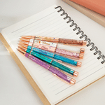 Personalised Birth Flower Book Glitter Dynamic Liquid Sand 2 Pcs Ballpoint Pens with Name Back to School Birthday Gift for Women Students Teachers