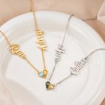 Personalized Exquisite Birthstones Heart Necklace with Name Dainty Jewellery Birthday Anniversary Gift for Women