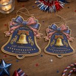 Personalised American Flag Bow Liberty Bell 250th Anniversary Wooden Sign with Text Home Decor Independence Day Anniversary Gift for Family Friends