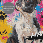Personalized Graffiti Oil Painting Pet Photo Shower Curtain with Name and 12 Hooks Bathroom Decor Birthday Housewarming Gift for Pet Owner Lover