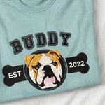 Personalized Multicolor Embroidered Dog Cat Photo T-Shirt Sweatshirt Hoodie with Name and Year Birthday Gift for Pet Lovers