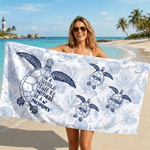 Personalized Multicolour Sea Turtle Lightweight Soft Beach Towel with Name Beach Party Travel Birthday Gift for Woman Family
