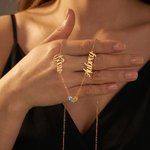 Personalized Exquisite Birthstones Heart Necklace with Name Dainty Jewellery Birthday Anniversary Gift for Women