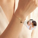 Personalized Heart Pendant Openwork Monogram Photo Projection Bracelet Dainty Jewelry Anniversary Birthday Gift for Woman Mom Girlfriend Wife