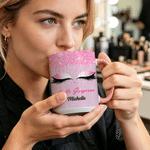 Personalized Hello Gorgeous Eyelash Design Ceramic Mug with Name and Coaster Birthday Gift for Her Best Friend
