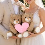 Personalised Hugging Plush Teddy Bear Stuffed Toy with Name and Pink Heart Romantic Keepsake Anniversary Birthday Gift for Couple