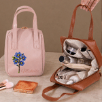 Personalised Starry Sky Birth Flower PU Leather Makeup Bag with Name and Handle Travel Anniversary Birthday Gift for Women