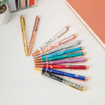 Personalised Birth Flower Book Glitter Dynamic Liquid Sand 2 Pcs Ballpoint Pens with Name Back to School Birthday Gift for Women Students Teachers