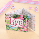 Personalised Tropical Watercolour Flowers Monogram Tri-Folded Card Cover Sticker Set Birthday Mahjong Night Gift for Mahjong Lovers