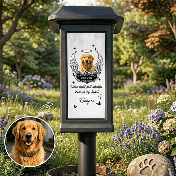 Personalised My Little Angel Waterproof Photo Solar Garden Light with Name and Year Garden Decor Memorial Sympathy Gift for  Pet Owner Pet Lover