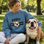Personalized Multicolor Embroidered Dog Cat Photo T-Shirt Sweatshirt Hoodie with Name and Year Birthday Gift for Pet Lovers