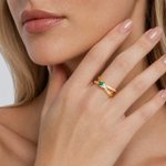 Personalised Double Heart Birthstone Infinity Ring with Text Minimalist Jewellery Birthday Anniversary Gift for Women