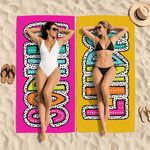 Personalized Multicolor Dalmatian Dot Oversized Quick Dry Magnetic Beach Towel with Name Summer Vacation Beach Party Birthday Gift for Family Friends