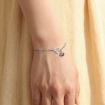 Personalized Heart Pendant Openwork Monogram Photo Projection Bracelet Dainty Jewelry Anniversary Birthday Gift for Woman Mom Girlfriend Wife