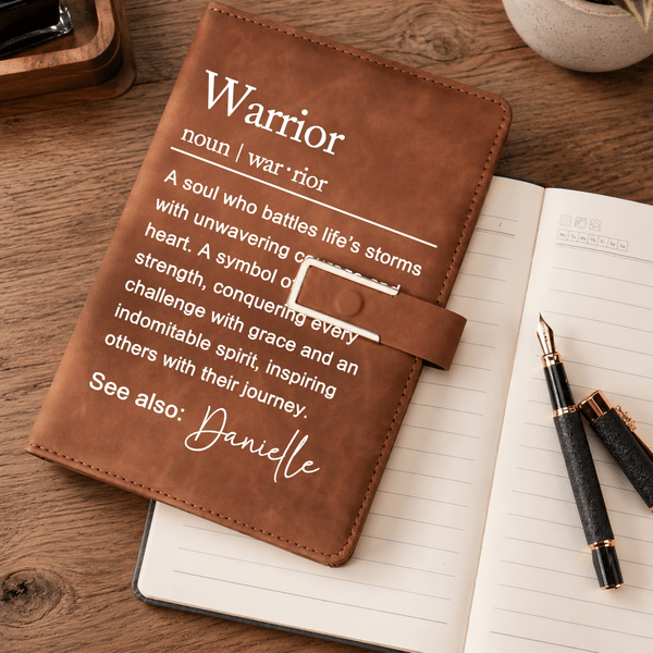 Personalised Cancer Alcoholic Warrior PU Leather A5 Notebook with Name Daily Office Use Appreciate Gift for Cancer Survivors Alcoholics