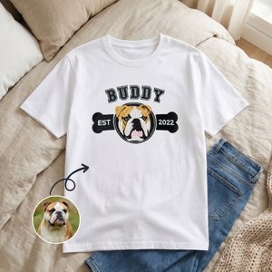 Personalized Multicolor Embroidered Dog Cat Photo T-Shirt Sweatshirt Hoodie with Name and Year Birthday Gift for Pet Lovers
