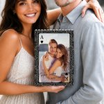 Personalized Baroque Playing Card Photo Building Brick Puzzles with Initial and Text Wedding Anniversary Birthday Gift for Couple