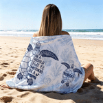 Personalized Multicolour Sea Turtle Lightweight Soft Beach Towel with Name Beach Party Travel Birthday Gift for Woman Family