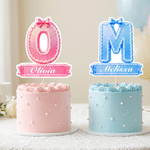Personalized Sweet Initial Bow Cupcake Topper with Name Cake Decoration Birthday Party Favors for Girl Woman Kid