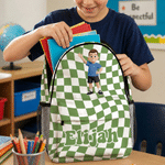 Personalized 3D Cartoon Character Multicolour Plaid Large Capacity Backpack with Name Back to School Birthday Gift for Boys Girls