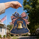 Personalised American Flag Bow Liberty Bell 250th Anniversary Wooden Sign with Text Home Decor Independence Day Anniversary Gift for Family Friends