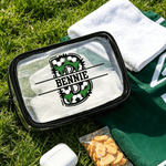 Personalized Soccer Initial Waterproof Clear Makeup Bag Snack Bag with Name Soccer Club Sports Team Party Gift for Soccer Lovers Friends Kids