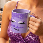 Personalized Hello Gorgeous Eyelash Design Ceramic Mug with Name and Coaster Birthday Gift for Her Best Friend