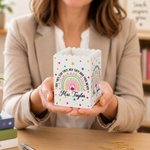 Personalized Rainbow Apple Meaningful Building Blocks Pen Holder with Text Title and Surname Teacher's Day Appreciation Gift for Teacher Educator